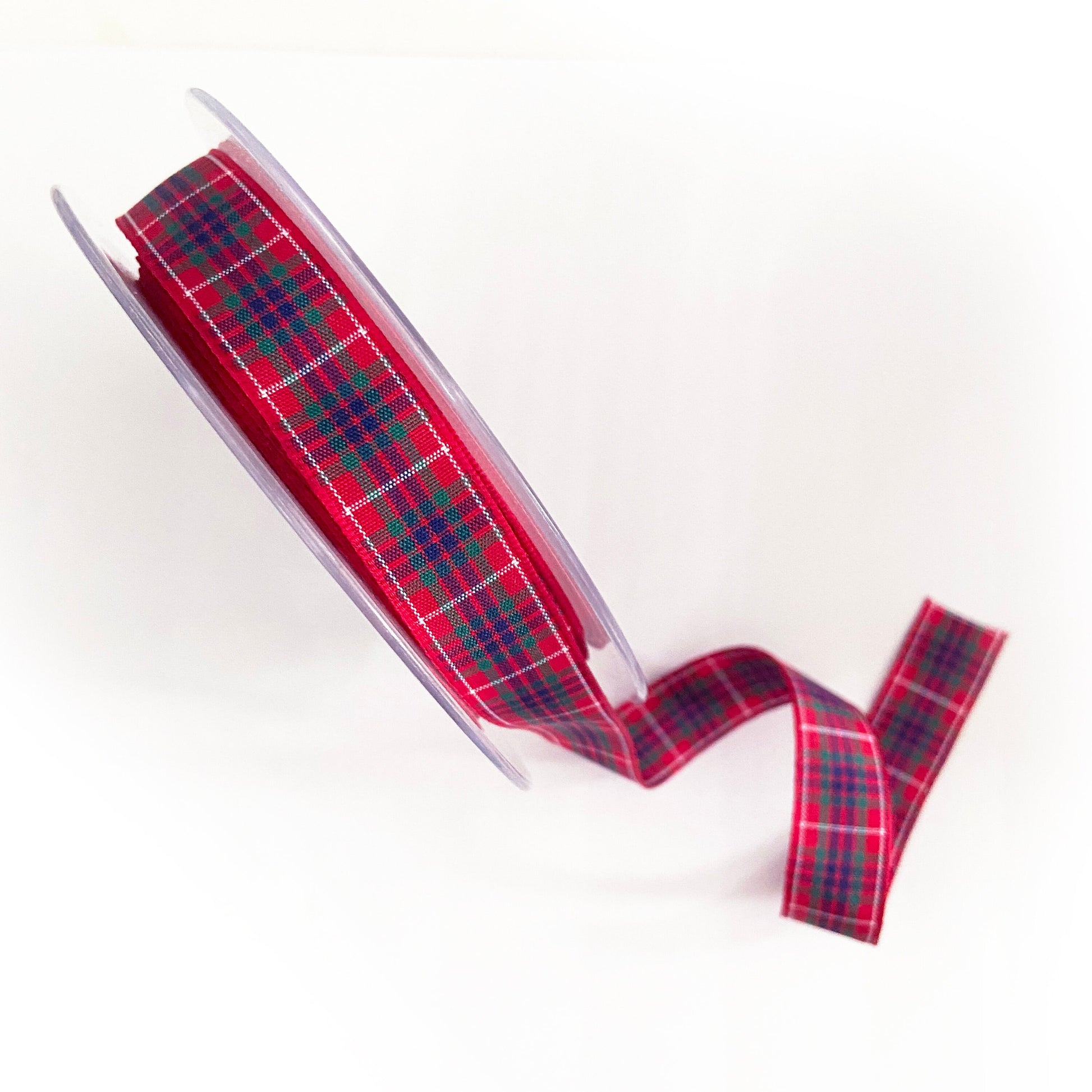 Frazer Tartan Ribbon | 16mm Red Green White Plaid Check Trim | Metre or Full 25m Roll - SweetpeaStore