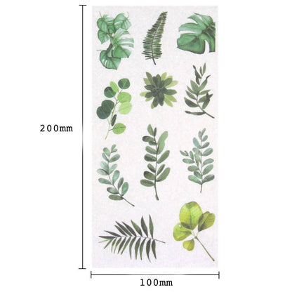 Green Leaves Sticker Sheets | Eucalyptus Rubber Plant Foliage Leaf Vellum Semi-Opaque Washi Sticker