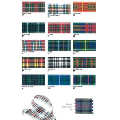 Frazer Tartan Ribbon | 16mm Red Green White Plaid Check Trim | Metre or Full 25m Roll - SweetpeaStore