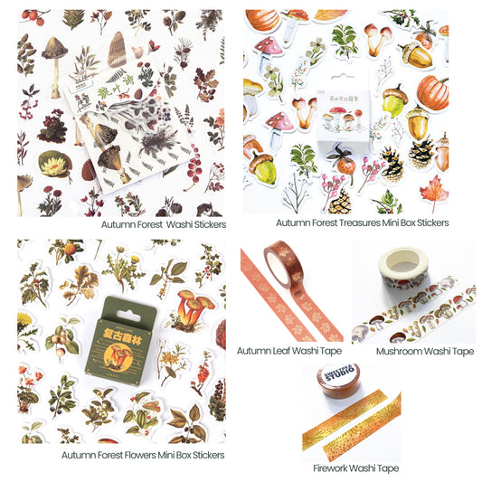 Autumn Stickers & Washi Tape | Sticker Journalling Scrapbooking Stationery - SweetpeaStore