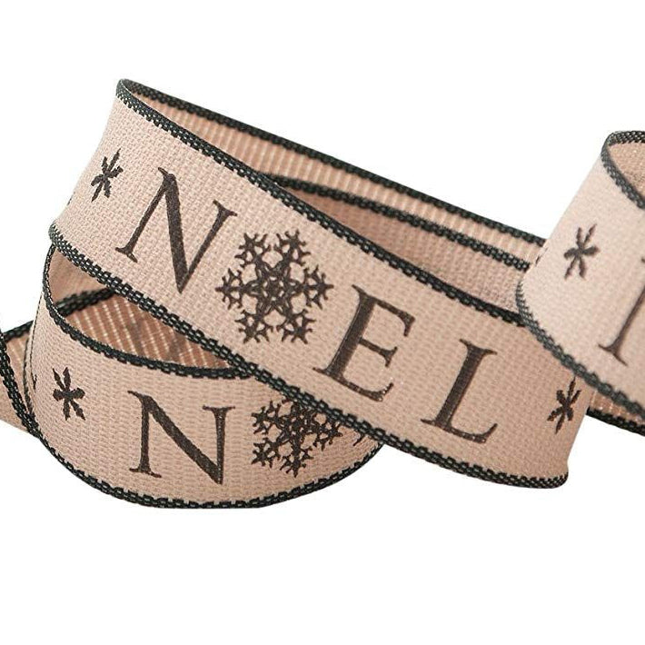 Christmas Ribbon | Noel Snowflake Print 25mm 15mm | Cream Red Black | Wrapping - SweetpeaStore