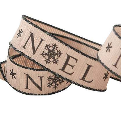Christmas Ribbon | Noel Snowflake Print 25mm 15mm | Cream Red Black | Wrapping - SweetpeaStore