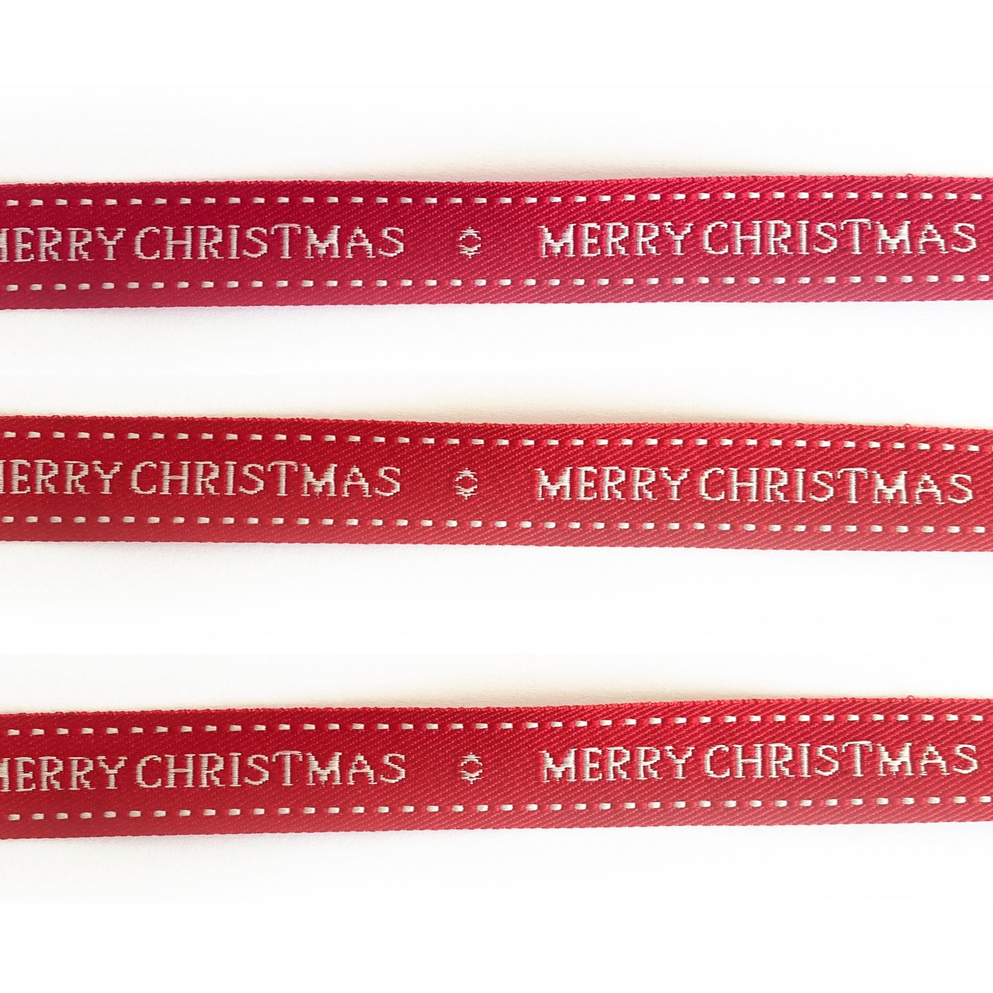 Merry Christmas Ribbon | Red & Cream Woven 15mm | Gift Wrapping Craft - SweetpeaStore