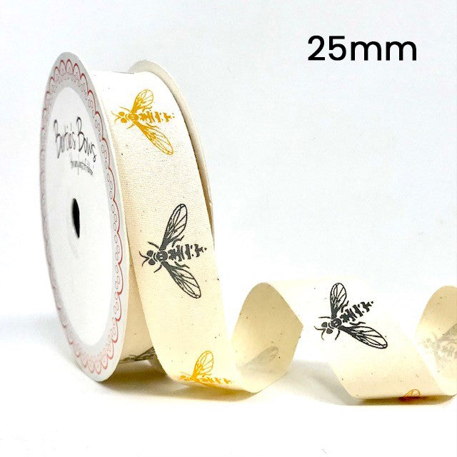 Cotton Bee Ribbon Vintage Trim Bees 15mm 25mm Sewing Craft Wrapping - SweetpeaStore