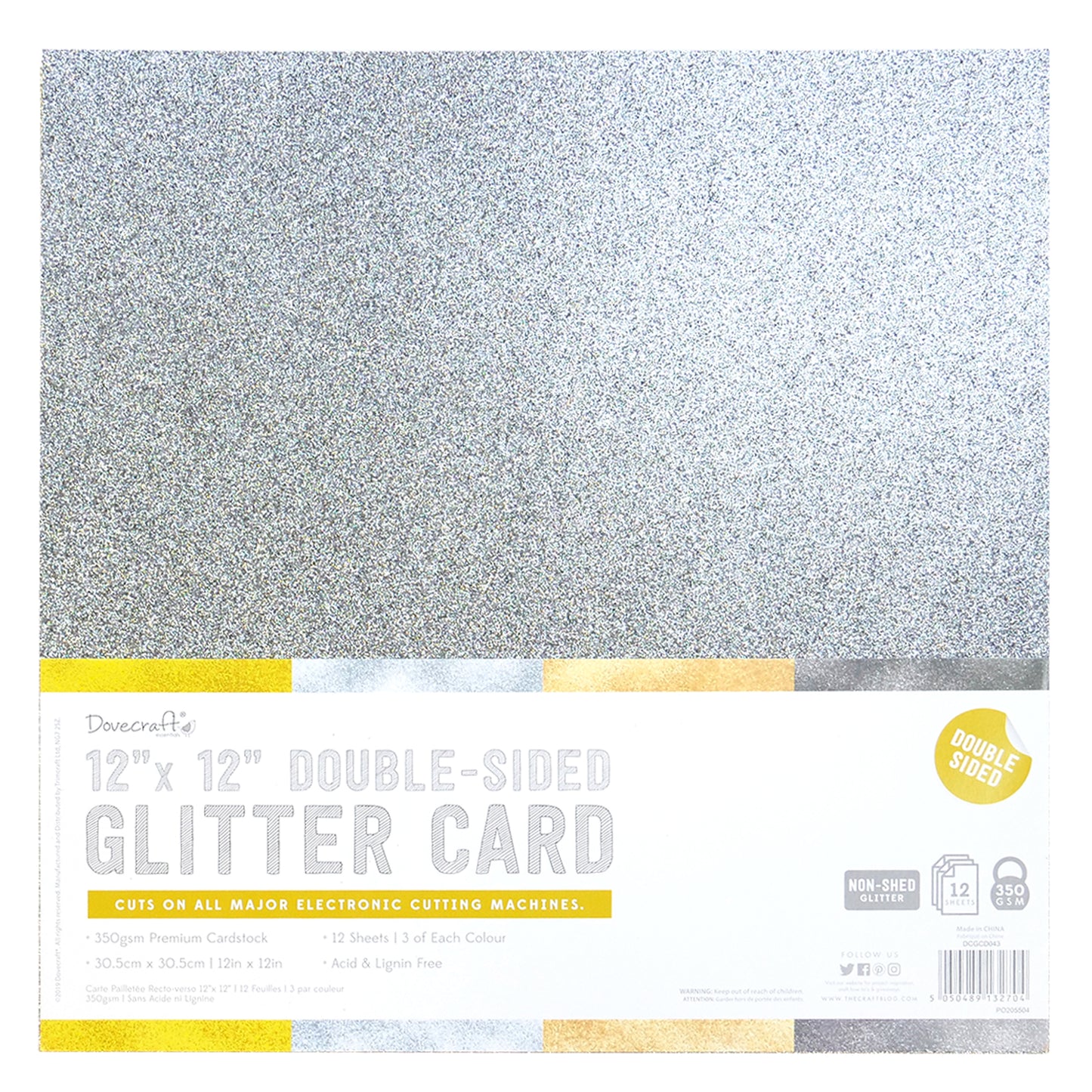 Glitter Card A4 or 12" x 12" Double Sided Metallics Rose Gold Silver or Rainbow - SweetpeaStore