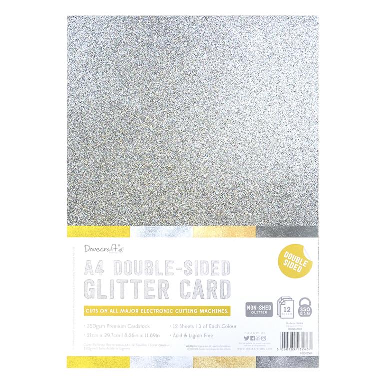 Glitter Card A4 or 12" x 12" Double Sided Metallics Rose Gold Silver or Rainbow - SweetpeaStore