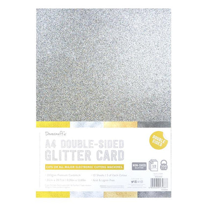 Glitter Card A4 or 12" x 12" Double Sided Metallics Rose Gold Silver or Rainbow - SweetpeaStore