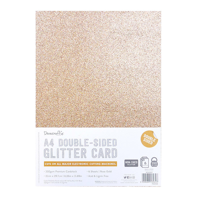 Glitter Card A4 or 12" x 12" Double Sided Metallics Rose Gold Silver or Rainbow - SweetpeaStore
