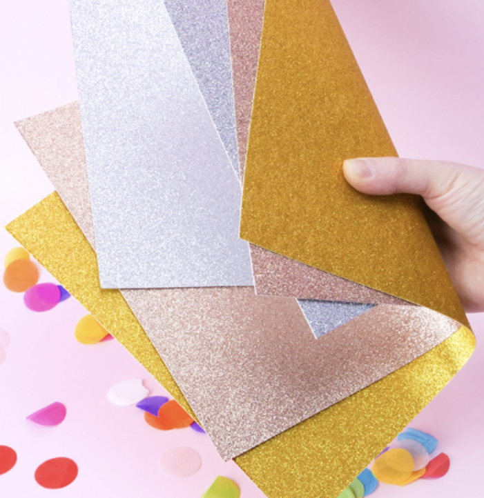 Glitter Card A4 or 12" x 12" Double Sided Metallics Rose Gold Silver or Rainbow - SweetpeaStore