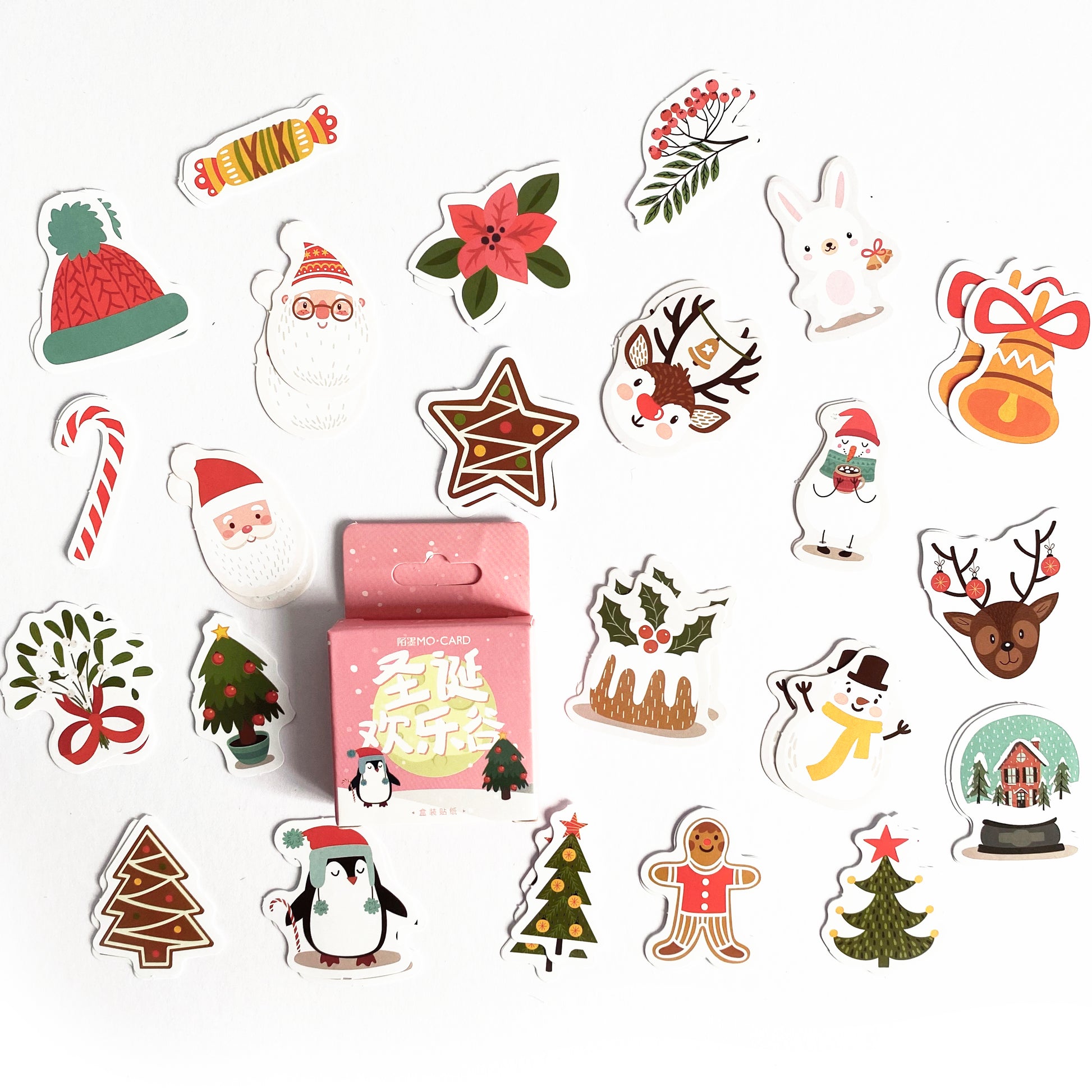 Christmas Stickers | Santa Snowman Penguin Mini Box | Cards Envelopes Kids Craft - SweetpeaStore