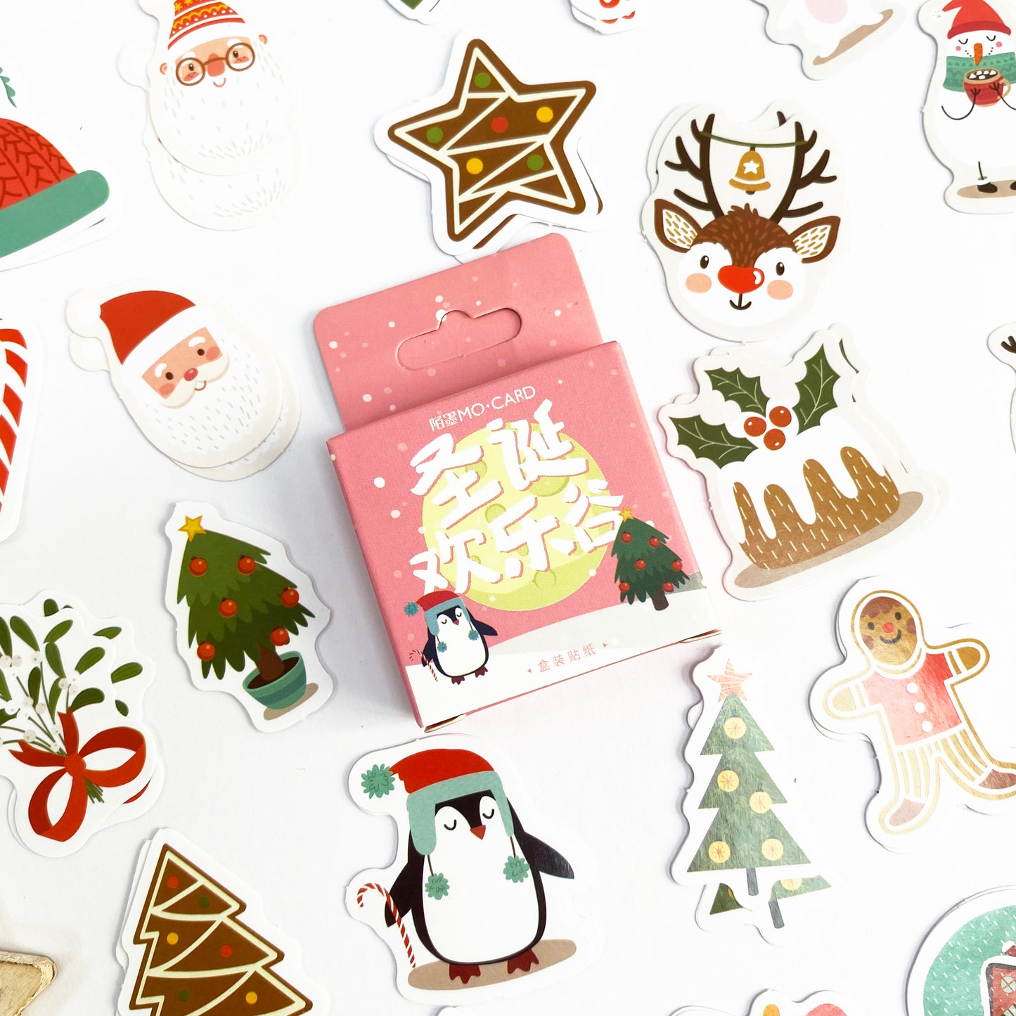 Christmas Stickers | Santa Snowman Penguin Mini Box | Cards Envelopes Kids Craft - SweetpeaStore