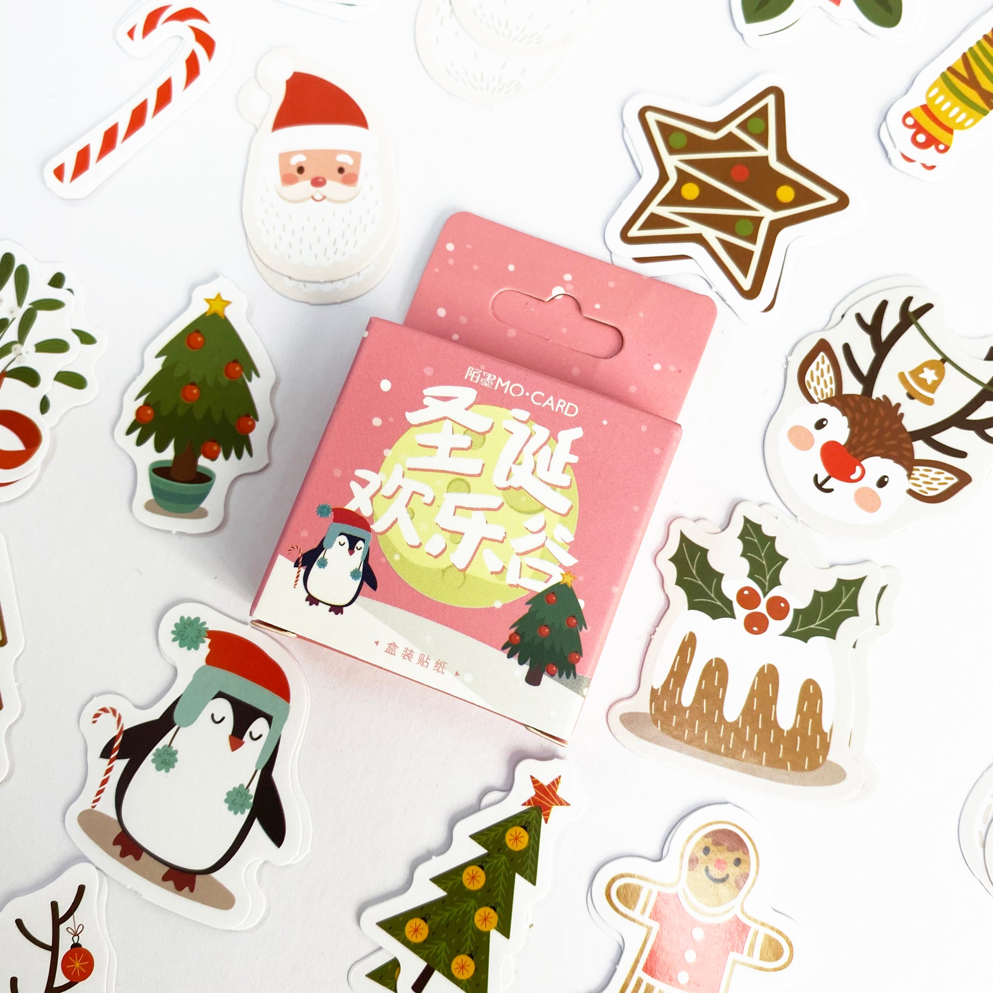 Christmas Stickers | Santa Snowman Penguin Mini Box | Cards Envelopes Kids Craft - SweetpeaStore