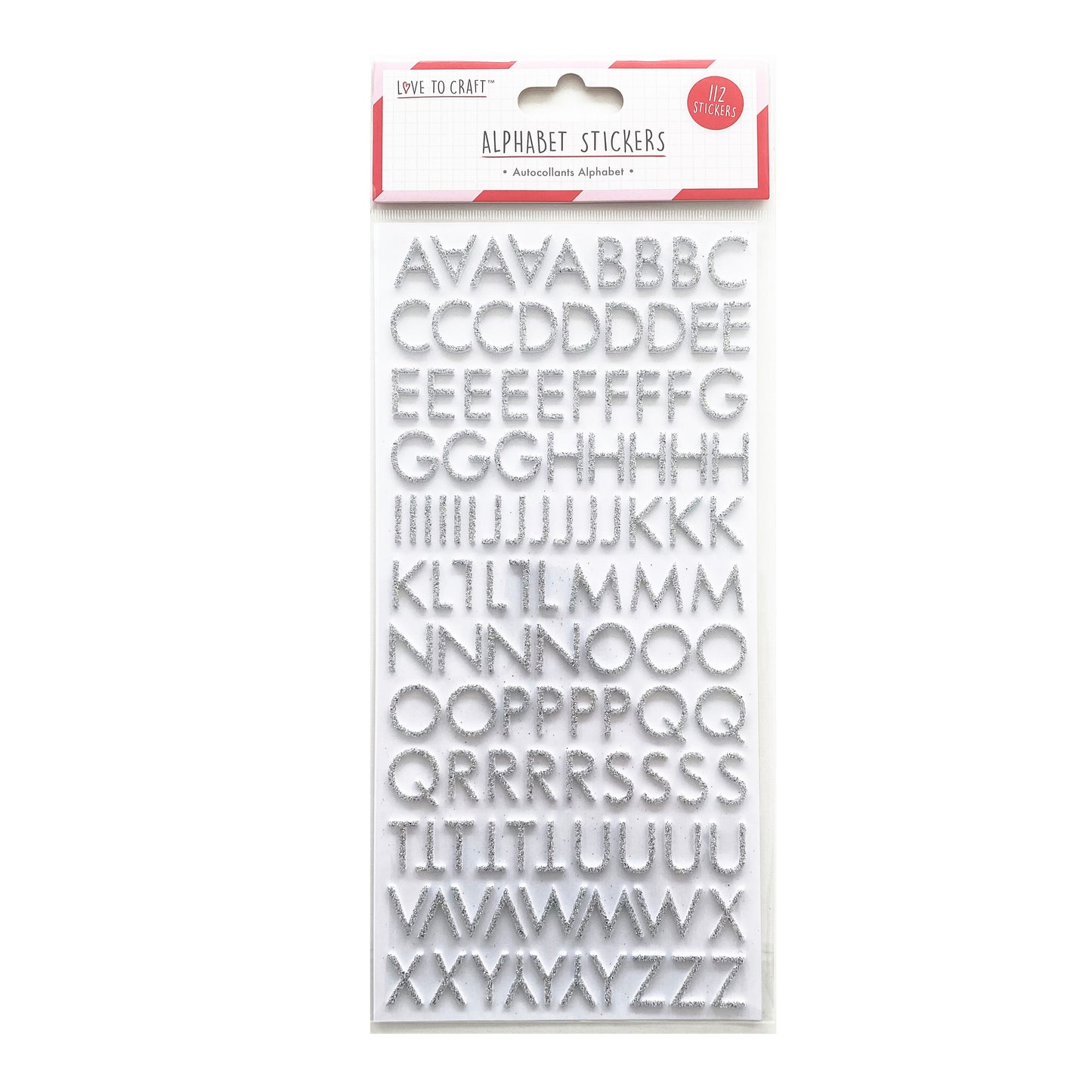 Alphabet Stickers | Silver Glitter Foam | Scrapbooking Craft Peel-Off Raised 3D Sticker - SweetpeaStore