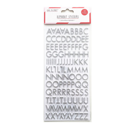 Alphabet Stickers | Silver Glitter Foam | Scrapbooking Craft Peel-Off Raised 3D Sticker - SweetpeaStore