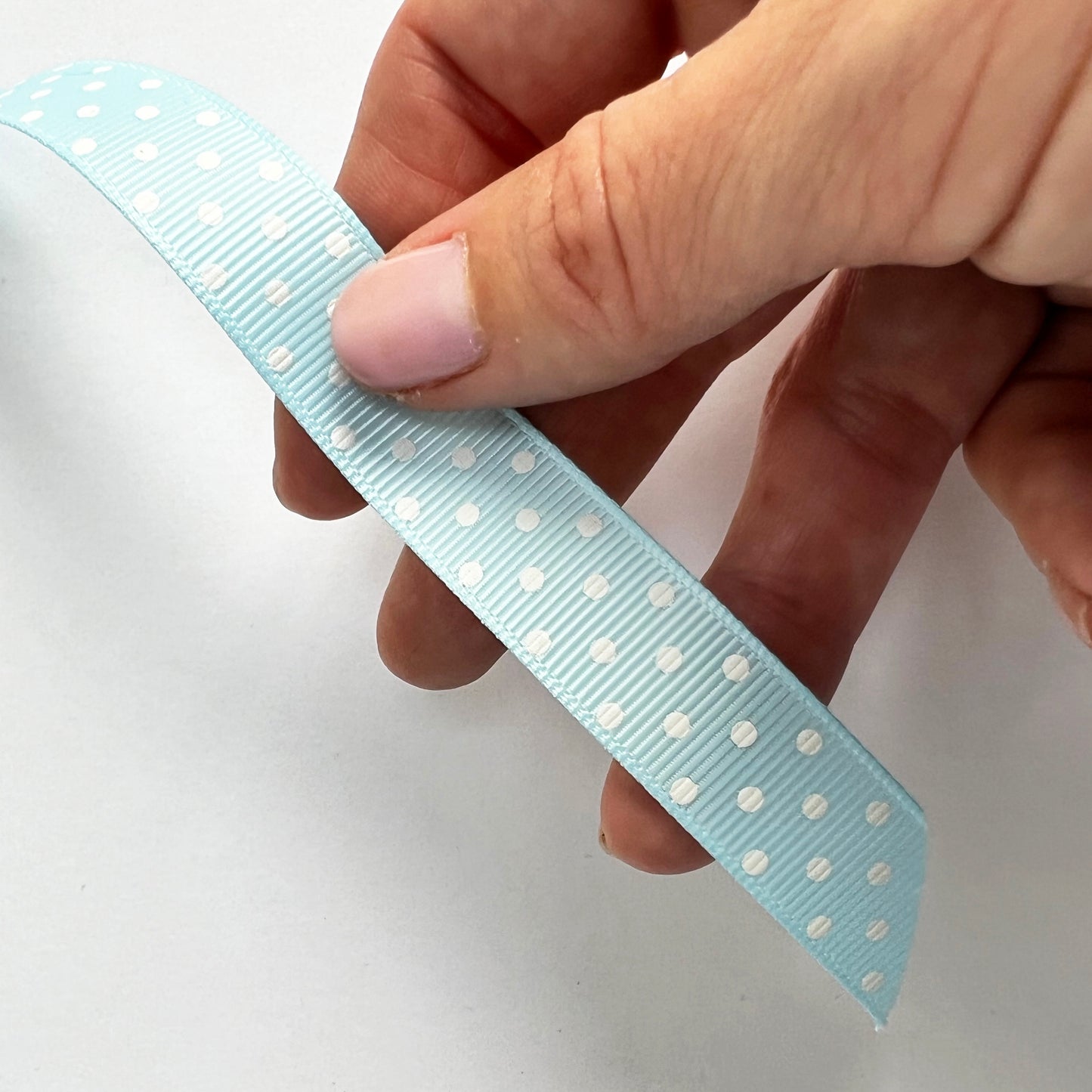 Blue Spot Ribbon | Grosgrain 16mm 5/8 Inch | Wrapping Craft | Metre or Full Roll - SweetpeaStore