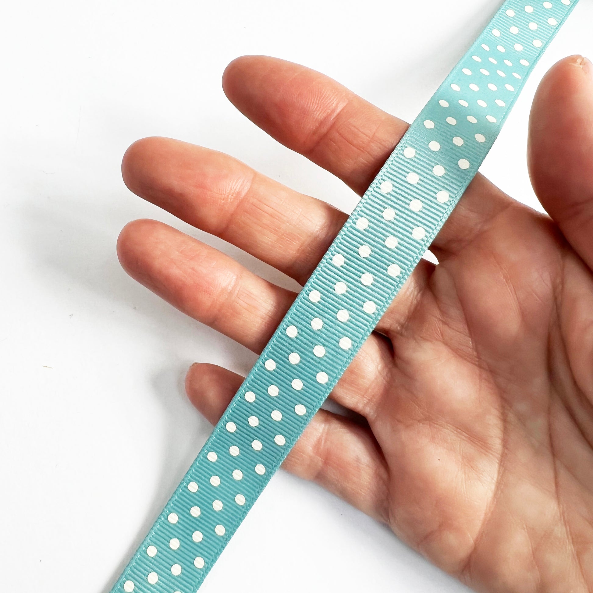 Blue Spot Ribbon | Grosgrain 16mm 5/8 Inch | Wrapping Craft | Metre or Full Roll - SweetpeaStore