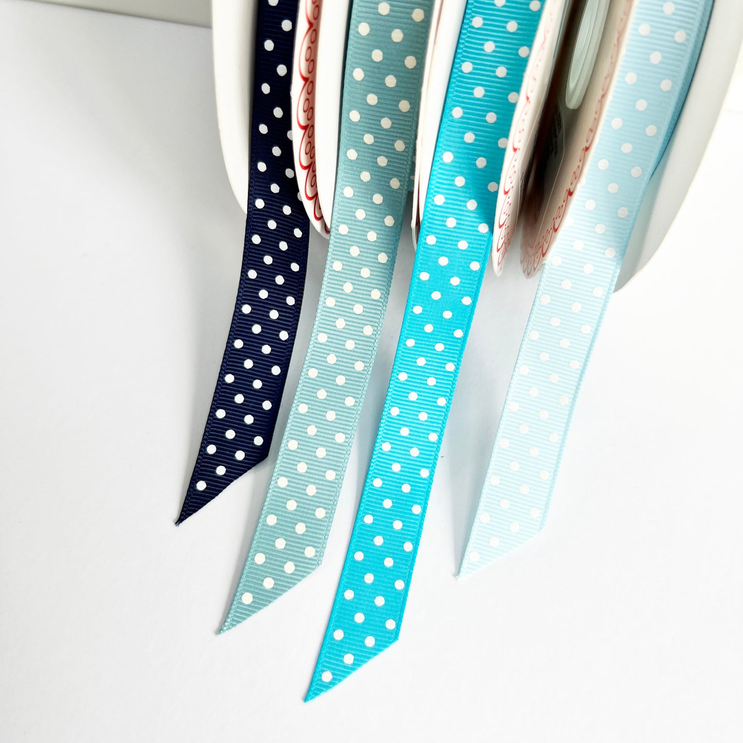 Blue Spot Ribbon | Grosgrain 16mm 5/8 Inch | Wrapping Craft | Metre or Full Roll - SweetpeaStore