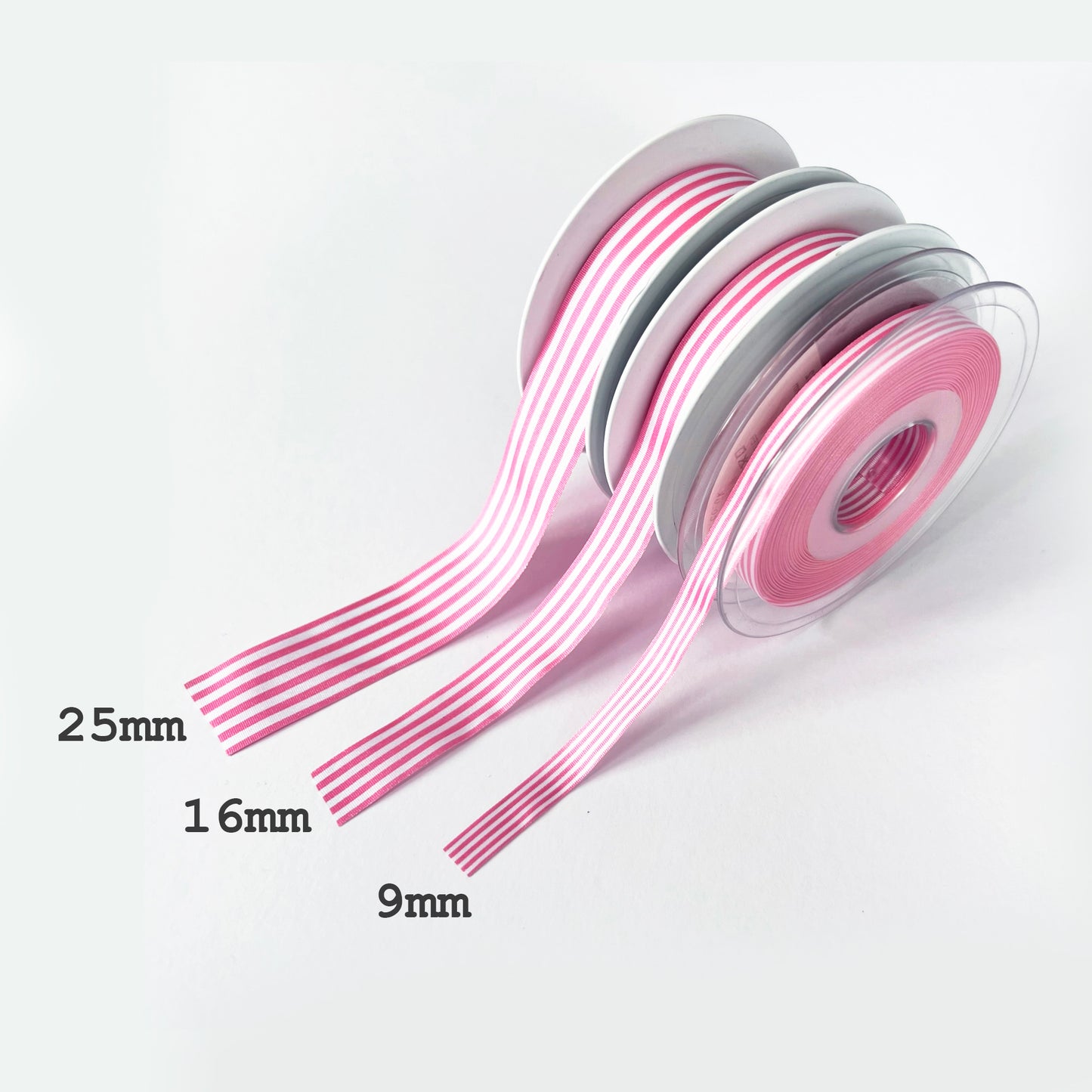 Pink & White Nautical Stripe Ribbon | 9mm 16mm 25mm | Per Metre or FULL ROLL| Lightweight Polyester