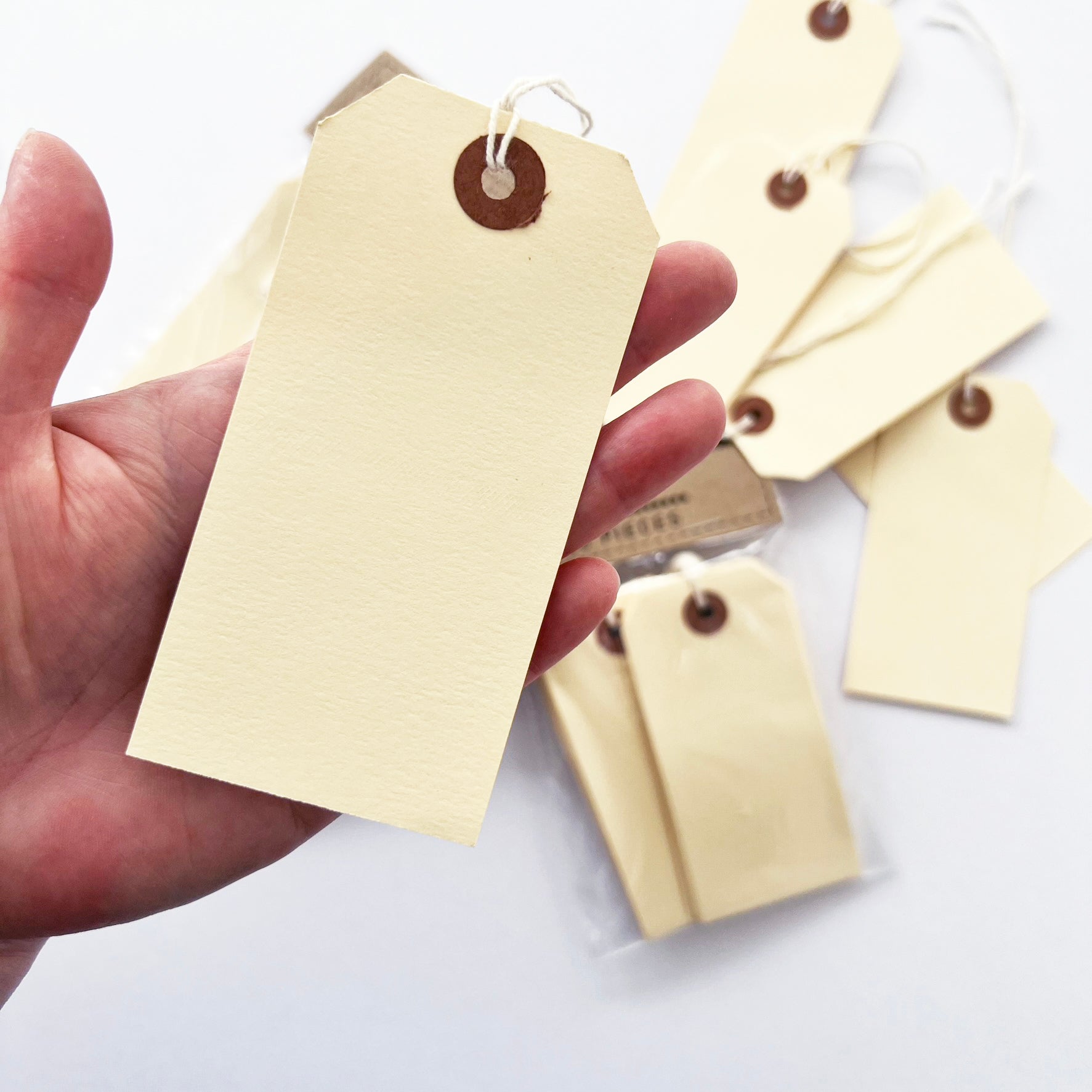 Manilla Cream Card Tags | Vintage Look with String Eyelet | 10.8cm x 5.4cm | Craft Wrapping - SweetpeaStore