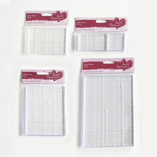 Acrylic Stamp Block Cling Clear Stamping | 4 sizes | Inch & Cm Marking with Grid - SweetpeaStore