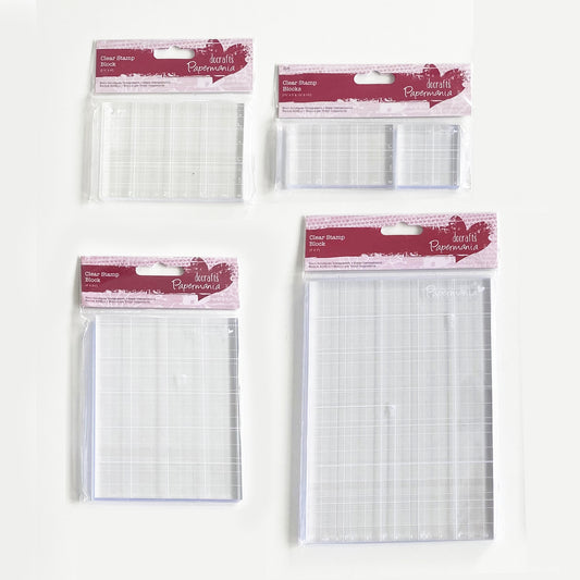 Acrylic Stamp Block Cling Clear Stamping | 4 sizes | Inch & Cm Marking with Grid