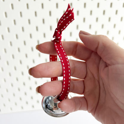 Cranberry Red & White Stitch Ribbon 9mm | Wrap & Craft | Metre or Full 20m Roll - SweetpeaStore