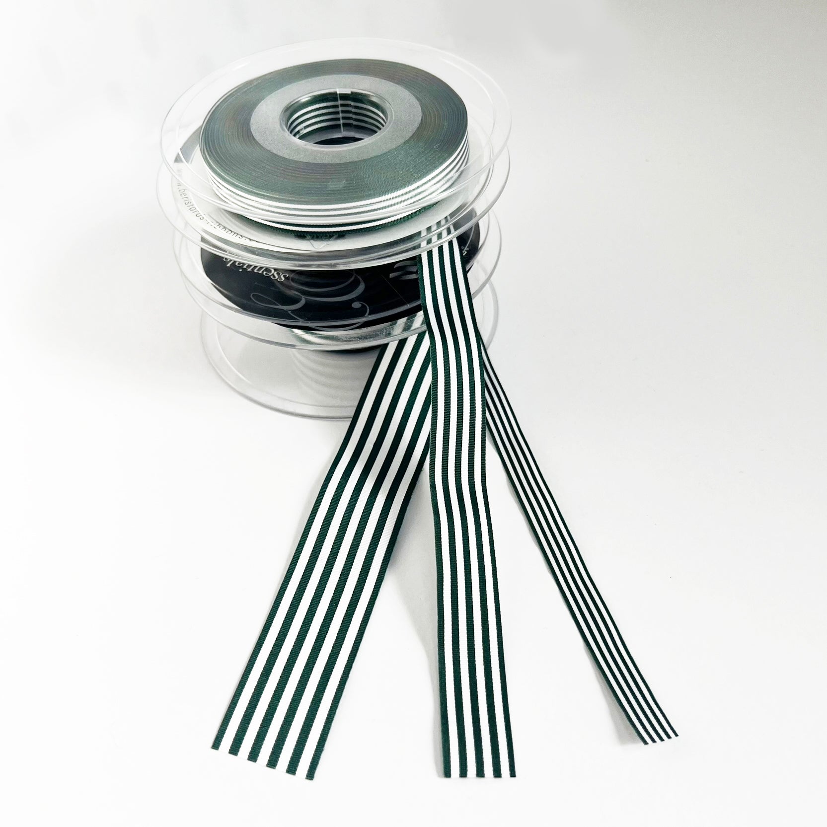 Green & White Stripe Ribbon 3 Widths 9mm 16mm 25mm | Choose Length or Full Roll - SweetpeaStore