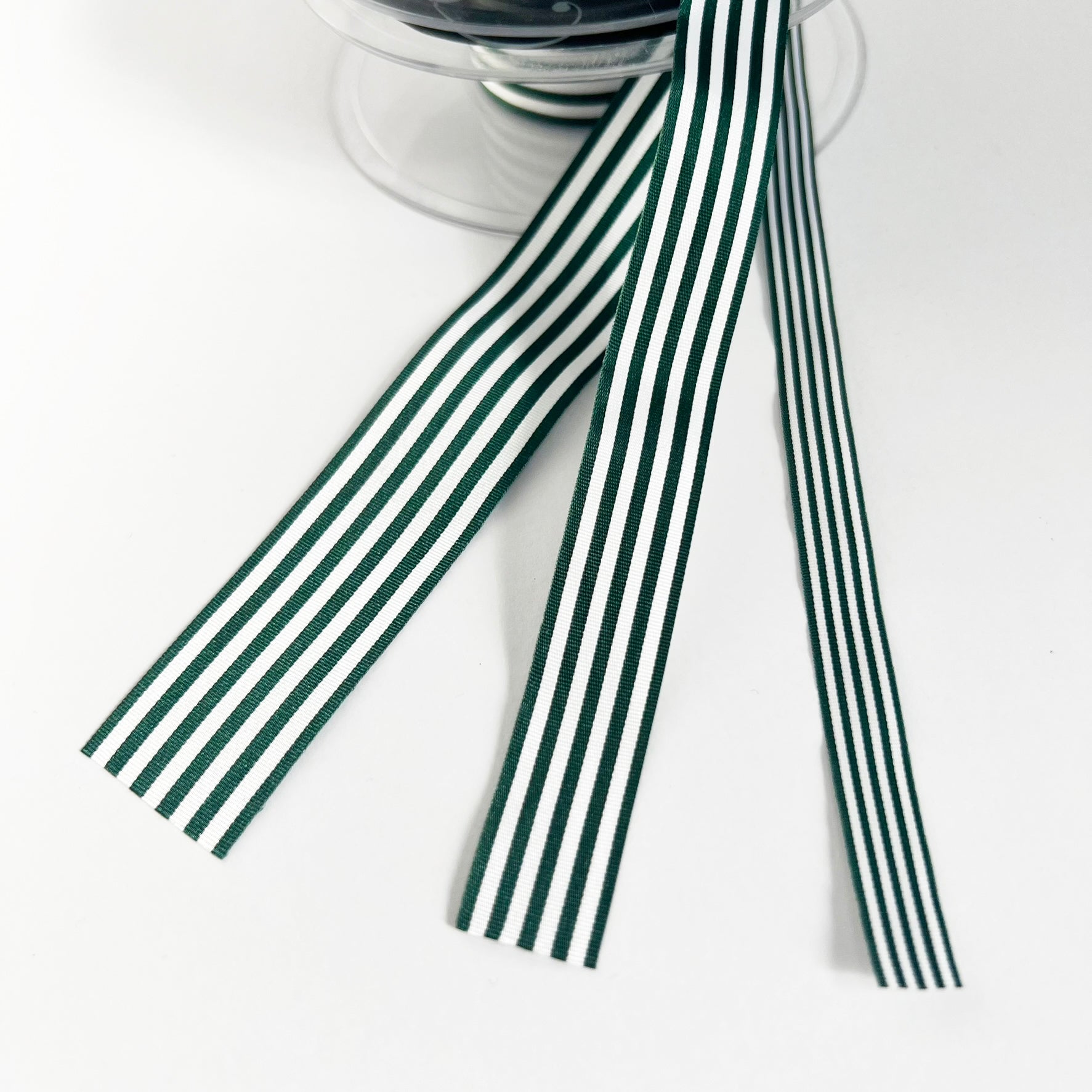 Green & White Stripe Ribbon 3 Widths 9mm 16mm 25mm | Choose Length or Full Roll - SweetpeaStore