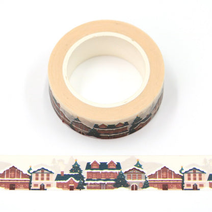 Christmas Village Houses Paper Washi Tape | 15mm x 10m | Stationery Journalling - SweetpeaStore