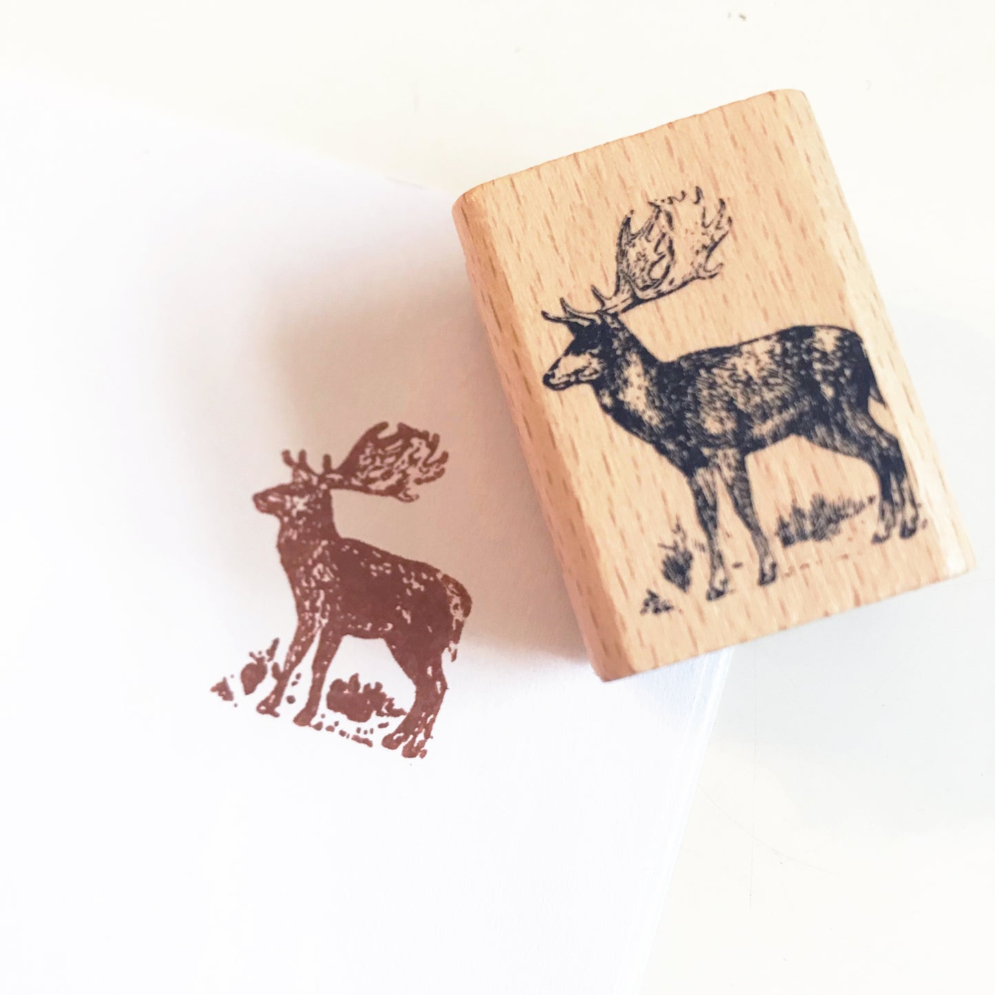 Stag Wooden Rubber Stamp | Reindeer Rustic Craft | Printing Stamps Craft - SweetpeaStore