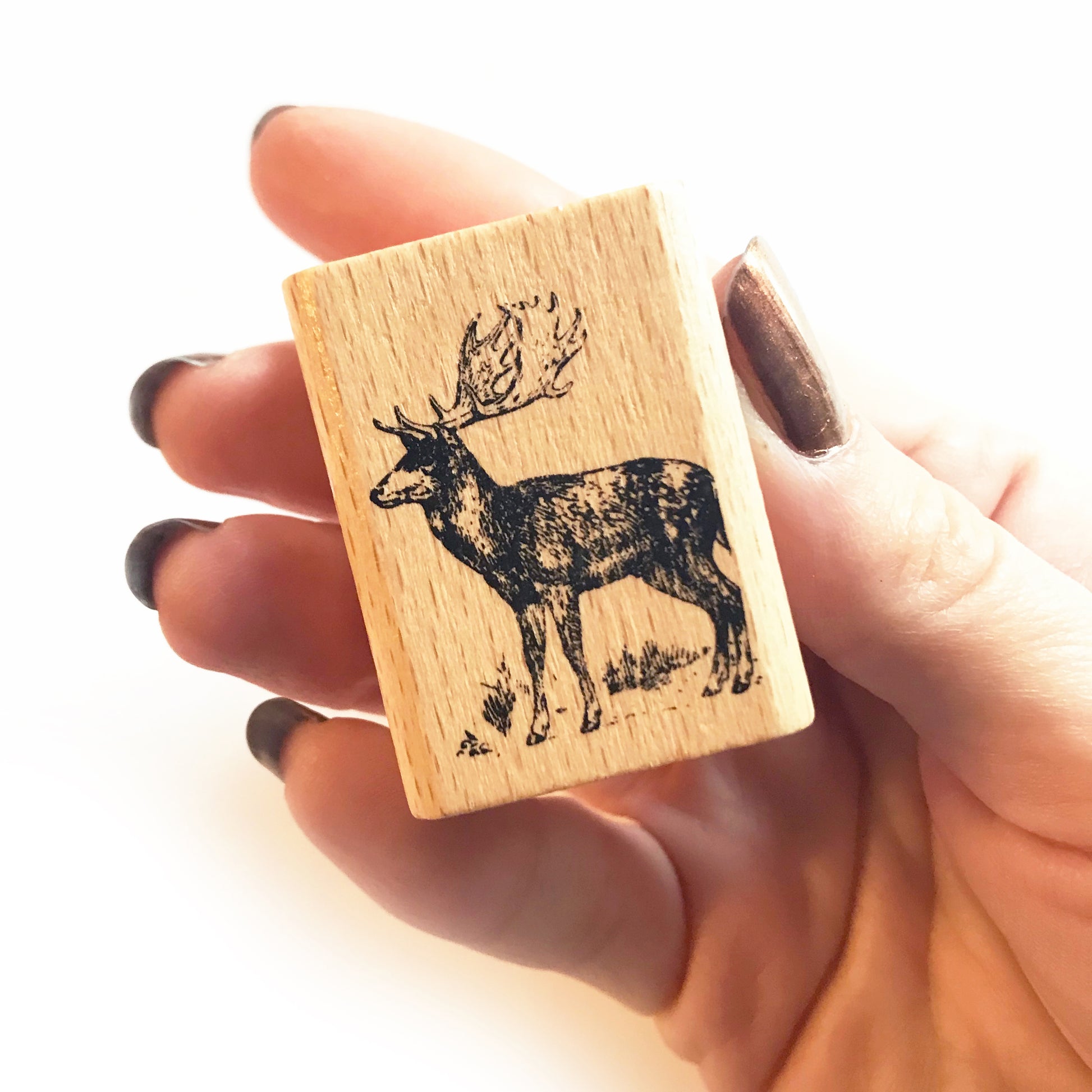 Stag Wooden Rubber Stamp | Reindeer Rustic Craft | Printing Stamps Craft - SweetpeaStore