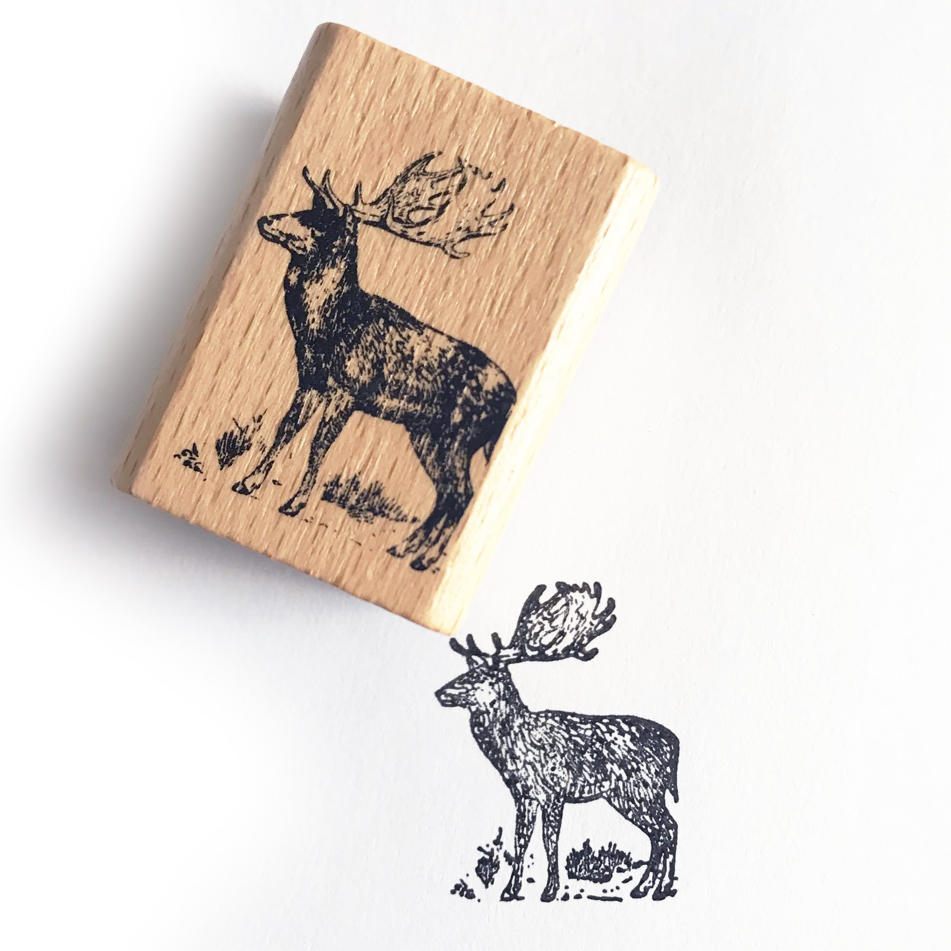 Stag Wooden Rubber Stamp | Reindeer Rustic Craft | Printing Stamps Craft - SweetpeaStore