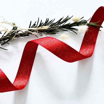 Christmas Ribbon | Snowflake Reindeer Cream Red | 16mm 25mm