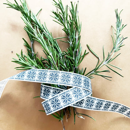 Christmas Ribbon | Snowflake Reindeer Cream Red | 16mm 25mm