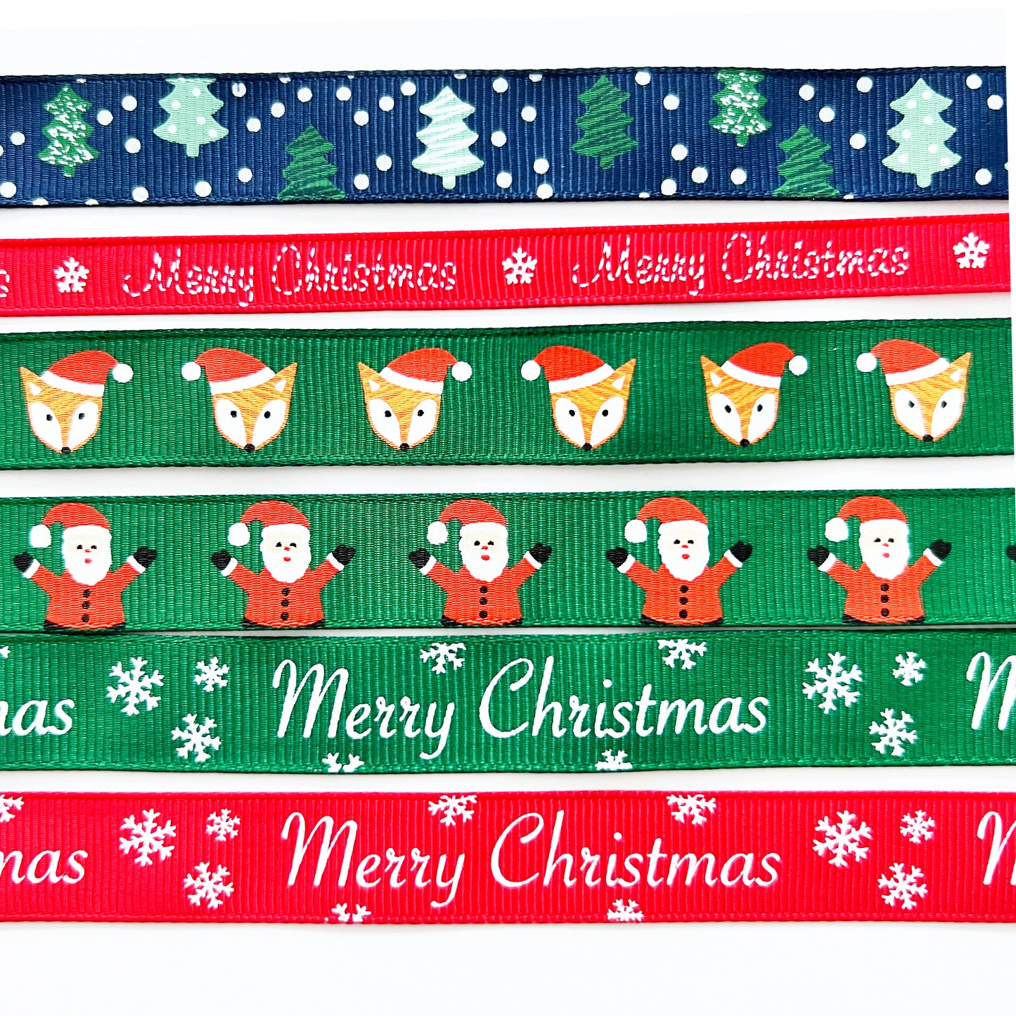 Christmas Ribbon | Santa Fox Tree Snowflake Red Green Blue | 10mm 16mm | Wrapping - SweetpeaStore