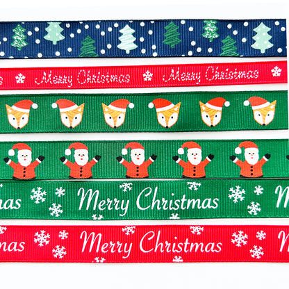 Christmas Ribbon | Santa Fox Tree Snowflake Red Green Blue | 10mm 16mm | Wrapping - SweetpeaStore