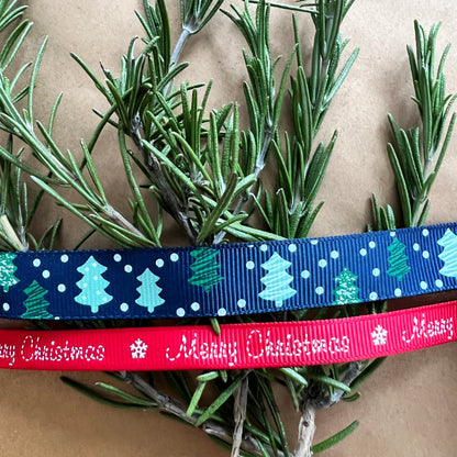Christmas Ribbon | Santa Fox Tree Snowflake Red Green Blue | 10mm 16mm | Wrapping - SweetpeaStore