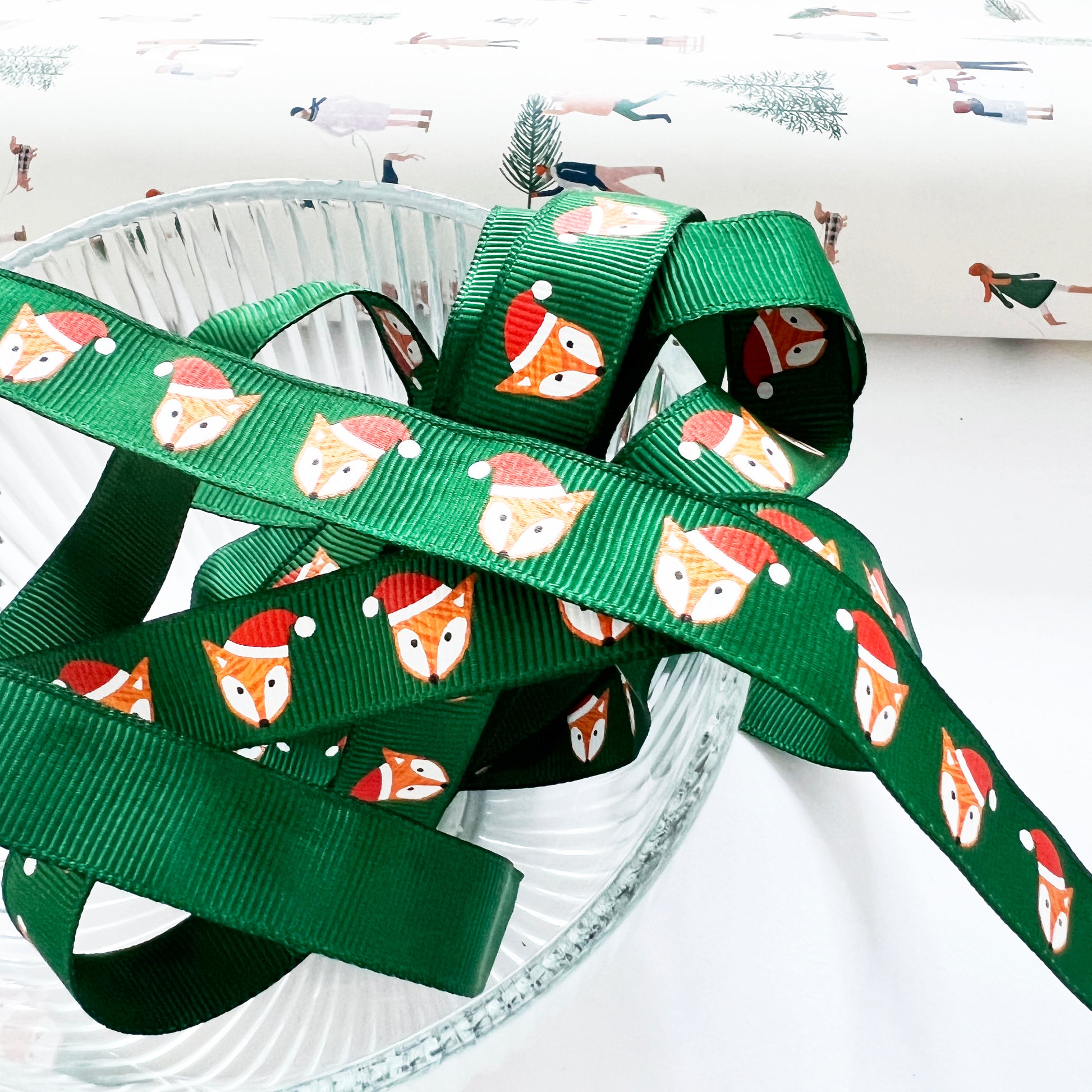 Christmas Ribbon | Santa Fox Tree Snowflake Red Green Blue | 10mm 16mm | Wrapping - SweetpeaStore