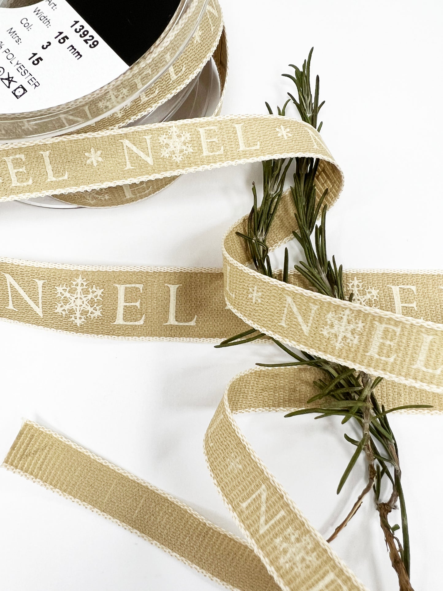 Christmas Ribbon | Noel Snowflake Print 25mm 15mm | Cream Red Black | Wrapping - SweetpeaStore