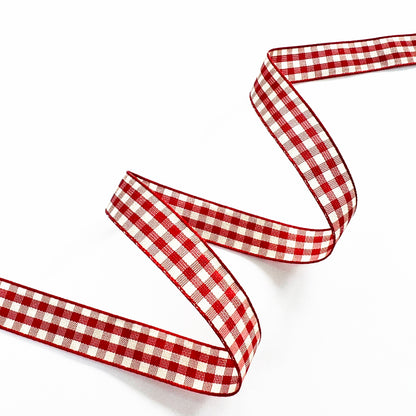 Red & Cream Gingham Ribbon 10mm 15mm 25mm 1m or Full 20m Roll Craft Sewing Home Decor - SweetpeaStore