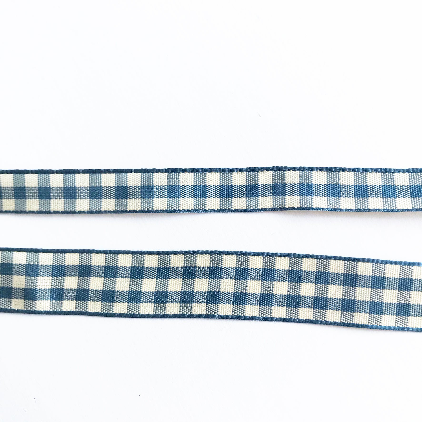 Blue & Cream Gingham Ribbon | 10mm 15mm | 1m Full 20m | Craft Wrapping Bows - SweetpeaStore