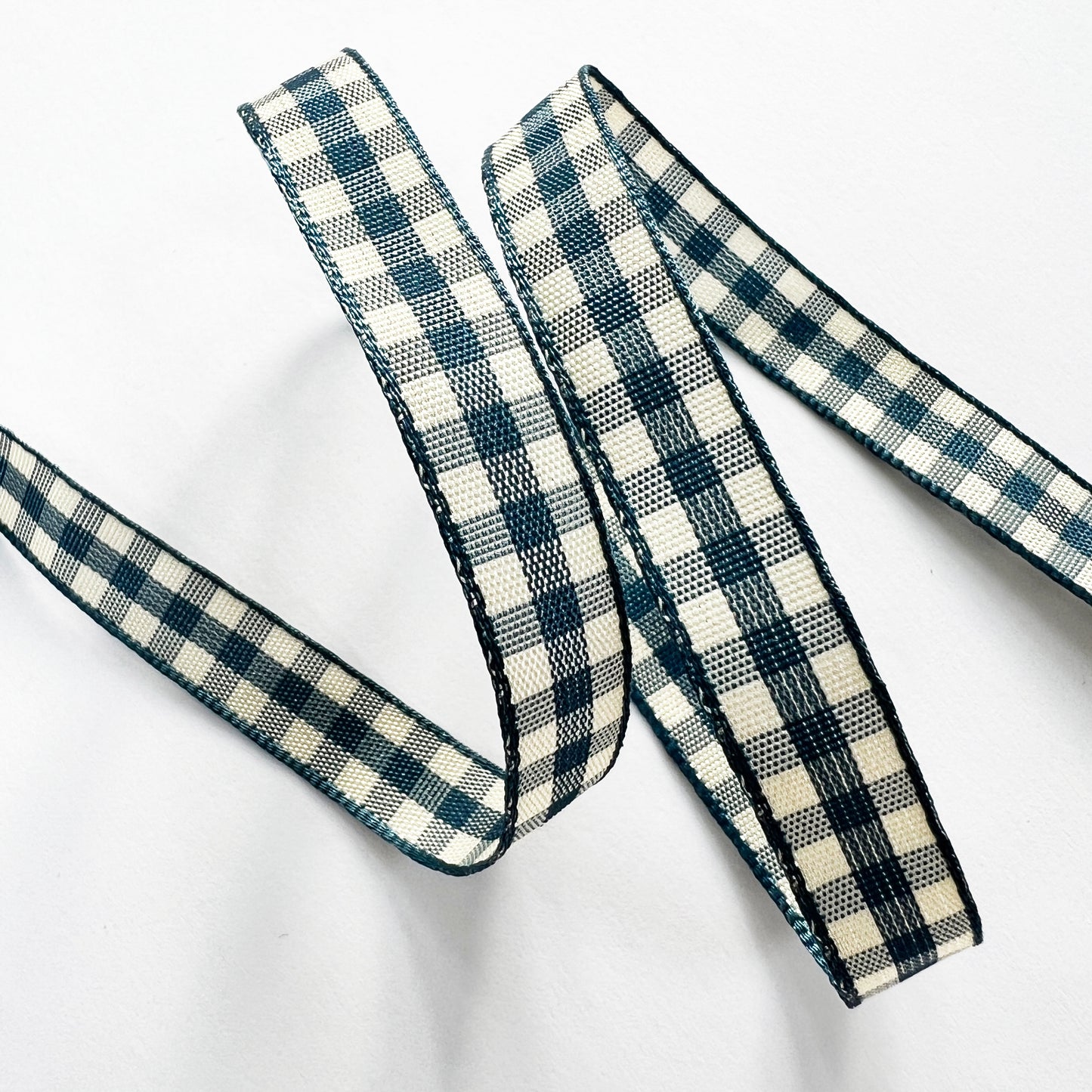 Blue & Cream Gingham Ribbon | 10mm 15mm | 1m Full 20m | Craft Wrapping Bows - SweetpeaStore