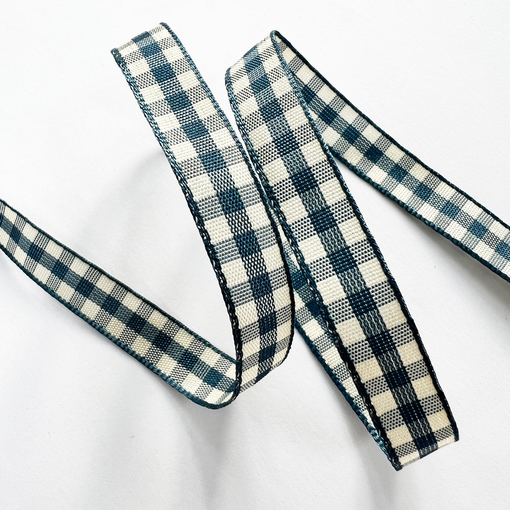 Blue & Cream Gingham Ribbon | 10mm 15mm | 1m Full 20m | Craft Wrapping Bows - SweetpeaStore