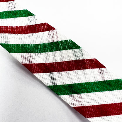 25mm Candy Stripe Red White & Green Bias Binding | 1m or Full 25m Roll | Quilting Sewing Craft Tape
