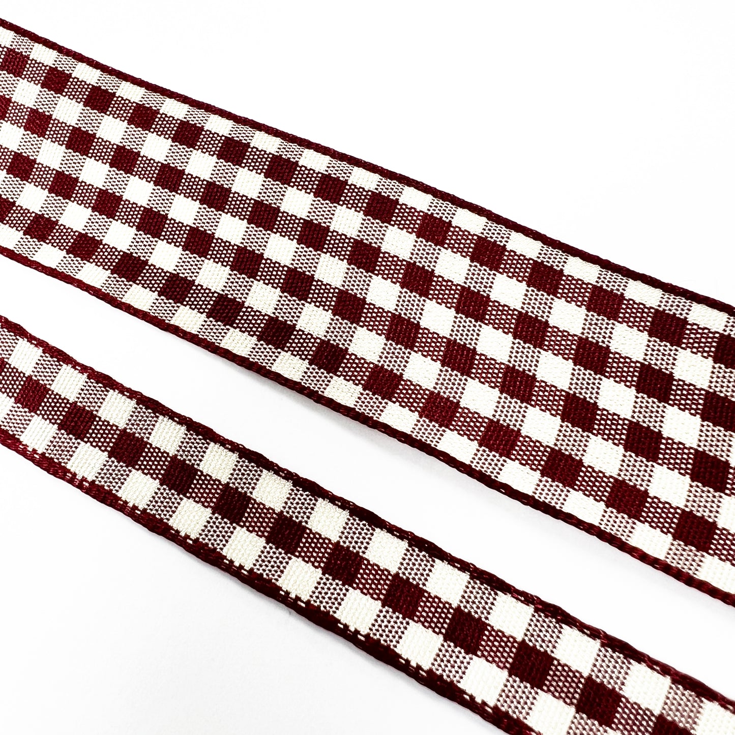 Burgundy Red & Cream Gingham Ribbon | 10mm 15mm 25mm | 1m or Full 20m Roll | Craft Wrapping Home Decor - SweetpeaStore