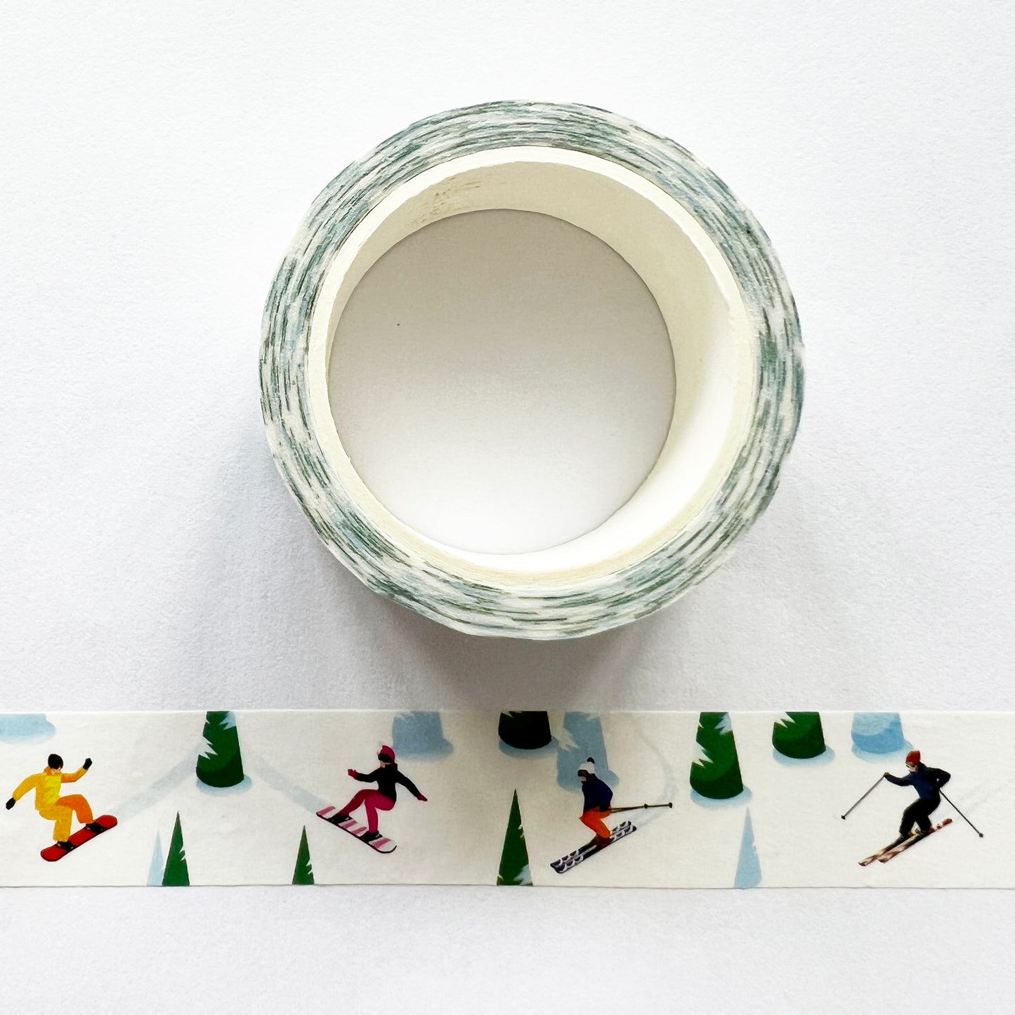 Retro Ski Washi Tape | Skier Snowboard White | 15mm x 10m | Wrapping - SweetpeaStore