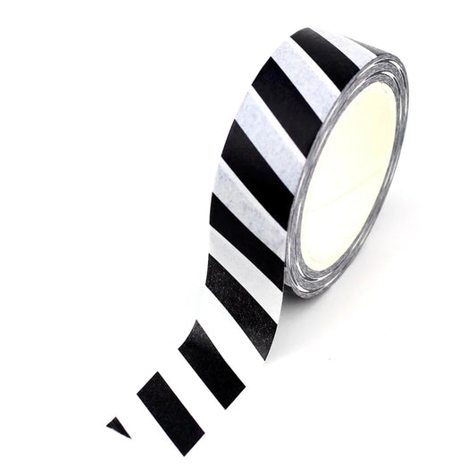 Black and White Stripe Washi Tape | 15mm x 10m |  Stationery Journalling Scrapbooking - SweetpeaStore
