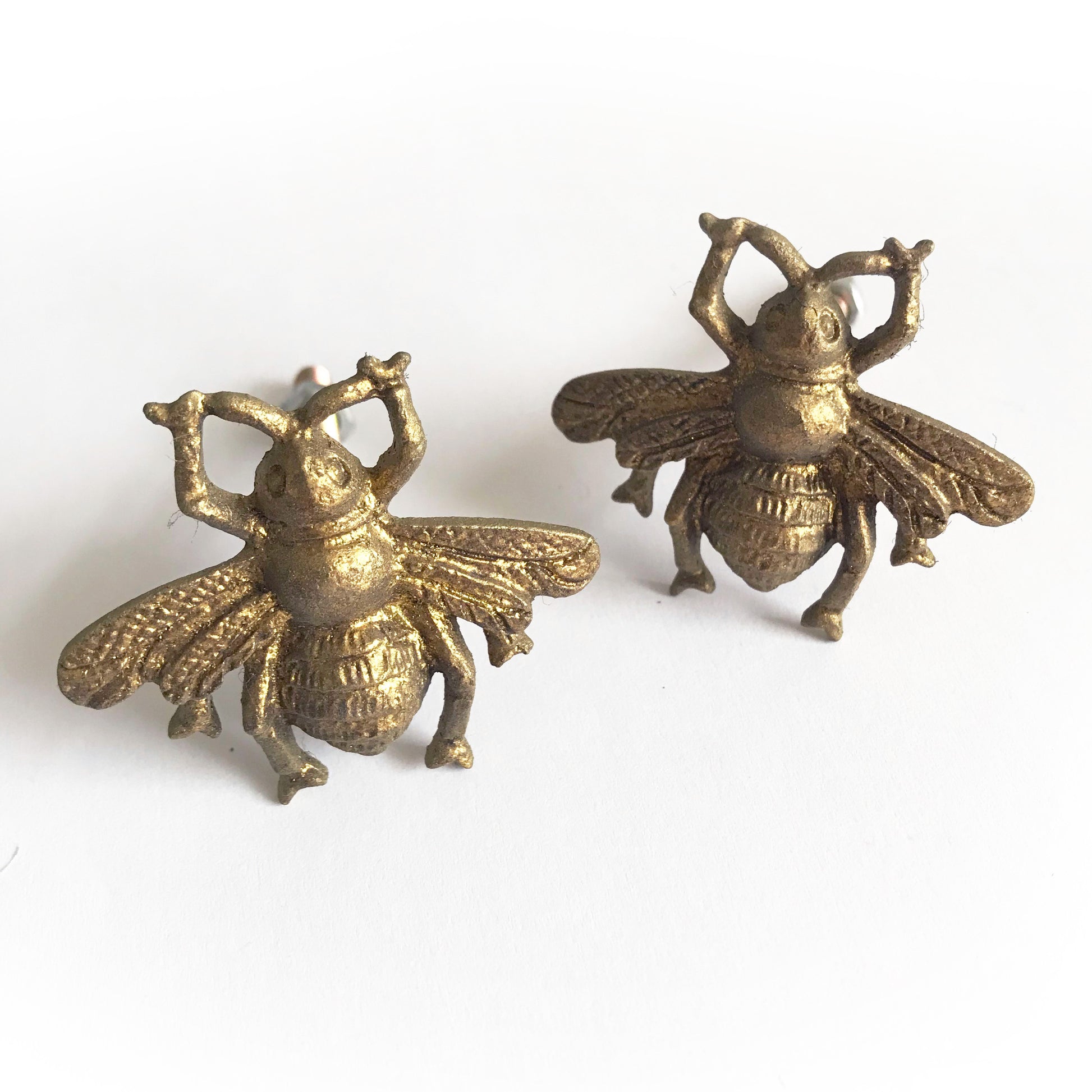 Drawer Knobs | Set of 2 Sass and Belle Vintage Brass Golden Bee | Upcycling - SweetpeaStore