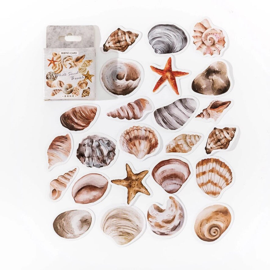 Beach Shell Stickers | 46 Mini Box Scrapbooking Sticker | Journalling Albums Stationery - SweetpeaStore