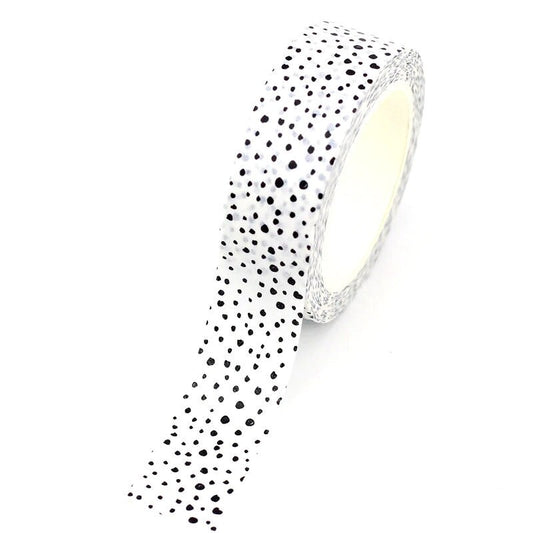 Black and White Dots Dalmatian Spot Washi Tape | 15mm x 10m | Stationery Craft Journalling Scrapbooking